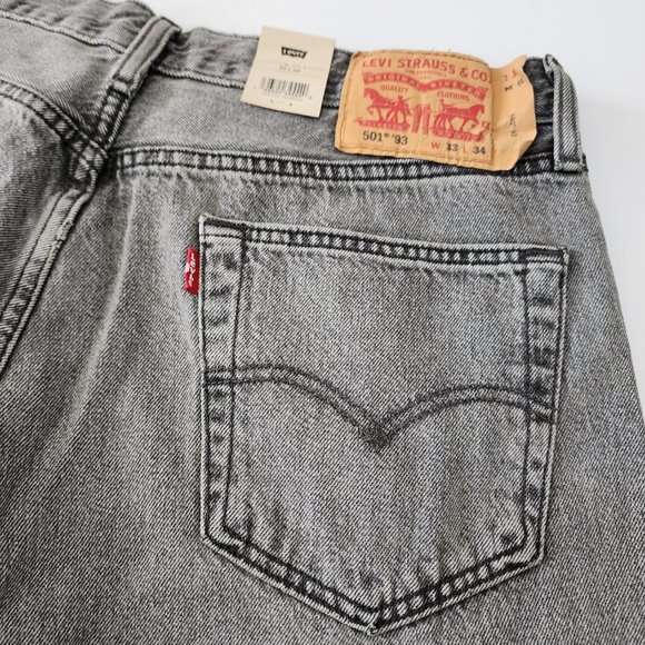 NWT Levi's Mens 501 93 Straight Jeans Mens Size 33x34 90s Distressed - Picture 4 of 6